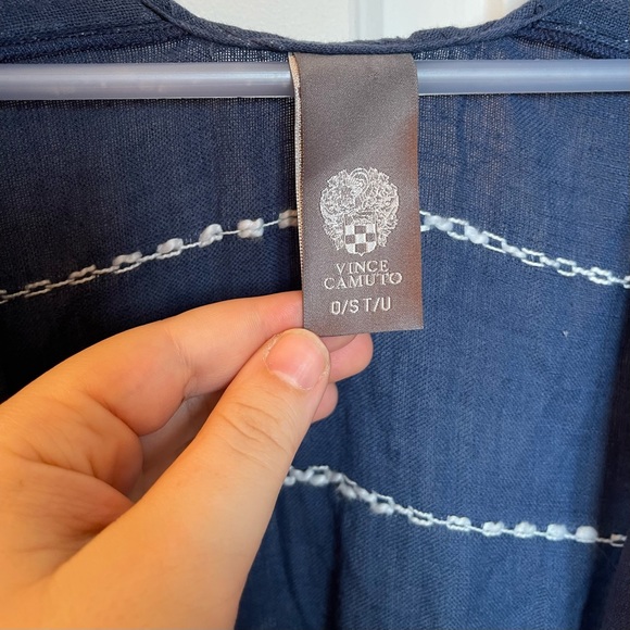 VINCE CAMUTO 100% Cotton Blue Stripes Kimono Sequins - Picture 3 of 6